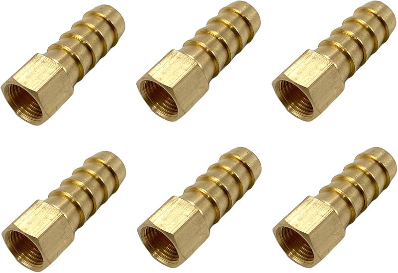 Bumugufu 6 Pcs Brass Barbed Fittings, 1/8" NPT Female x 3/8" Hose ID Barb Fitting Adapter Connectors for Compressor, Fuel, Oil, Gas - Image 5